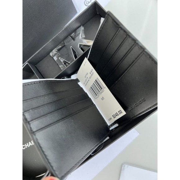 Michael Kors Mens Belt & Wallet Gift Set MK Signature Black - Picture 6 of 10